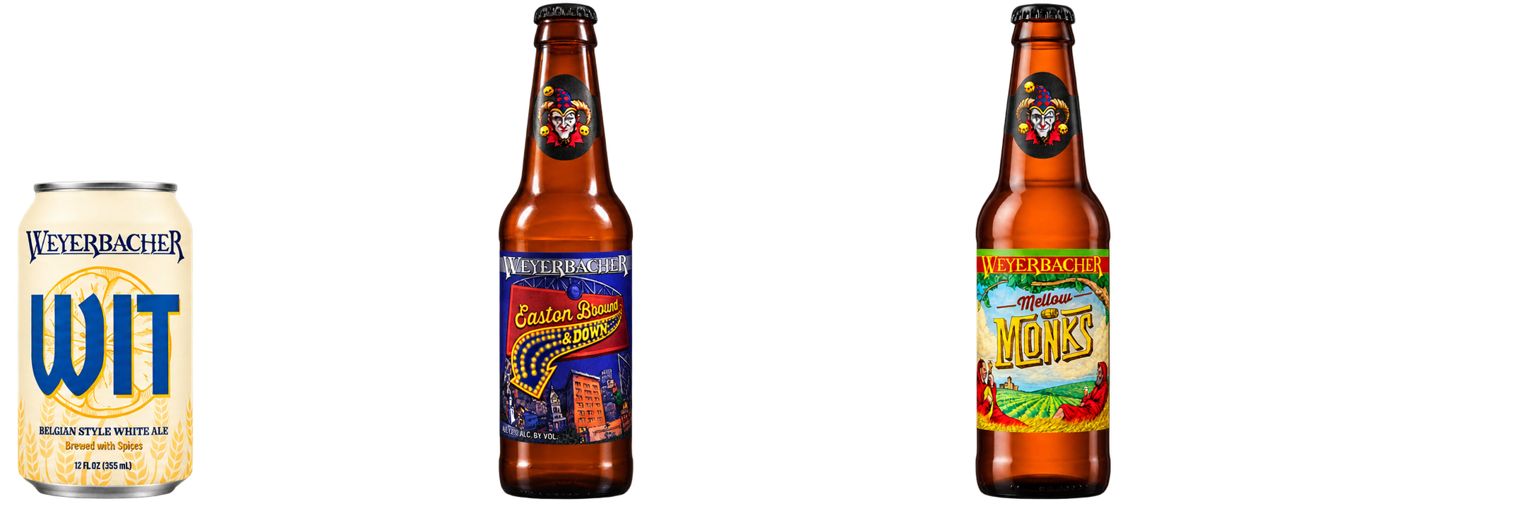 Weyerbacher row 2: WIT, Easton Bound & Down, Mellow Monks